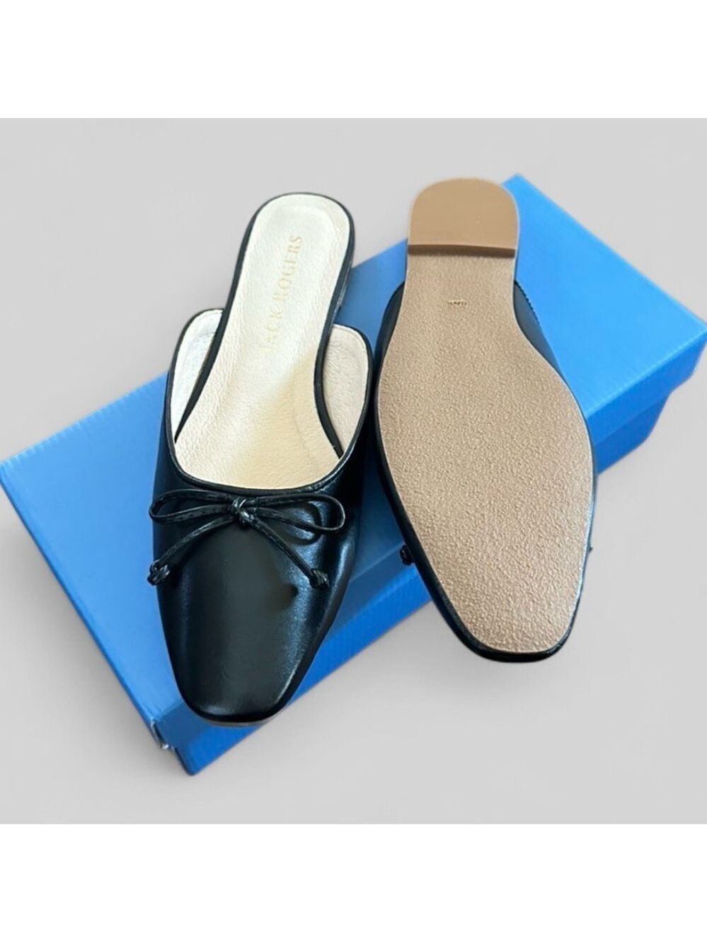 Jack Rogers- Ginny Flat Mule Sandals-size 8-Black-New - Picture 6 of 14